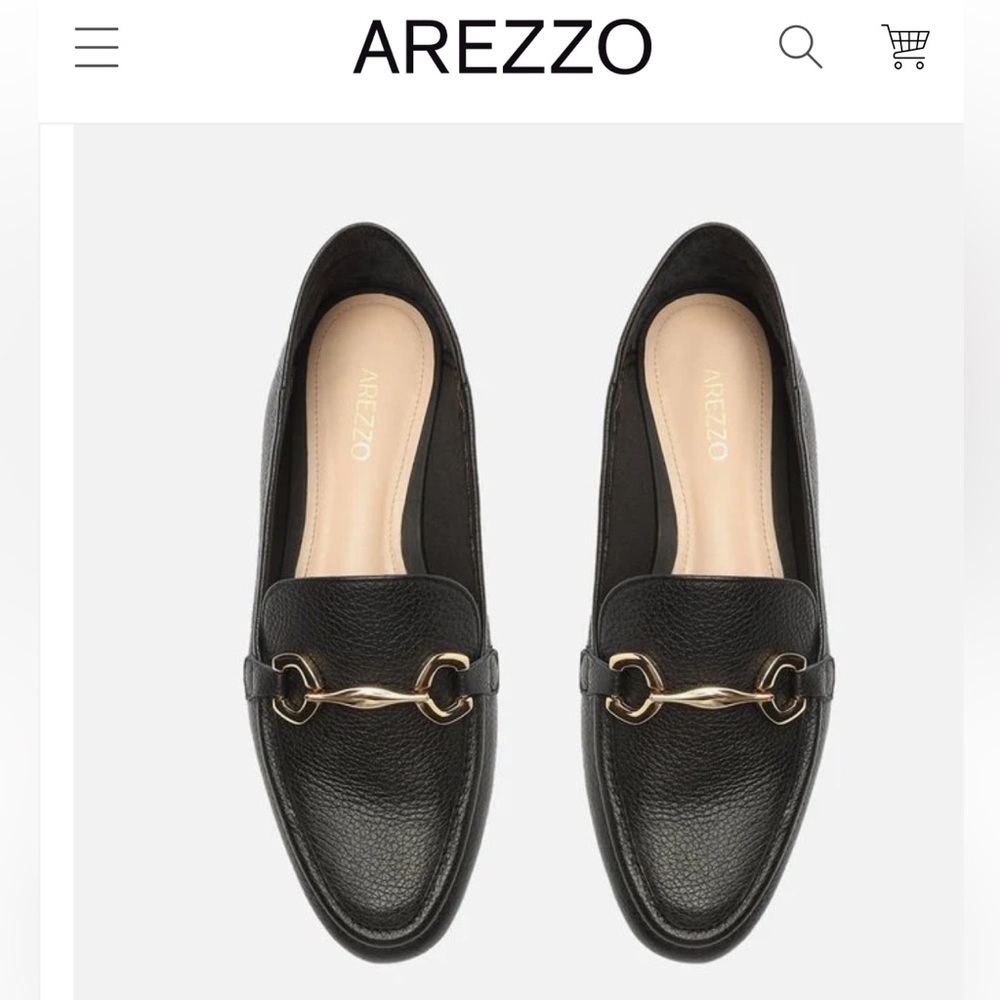 Black Leather Loafers with Gold Accent